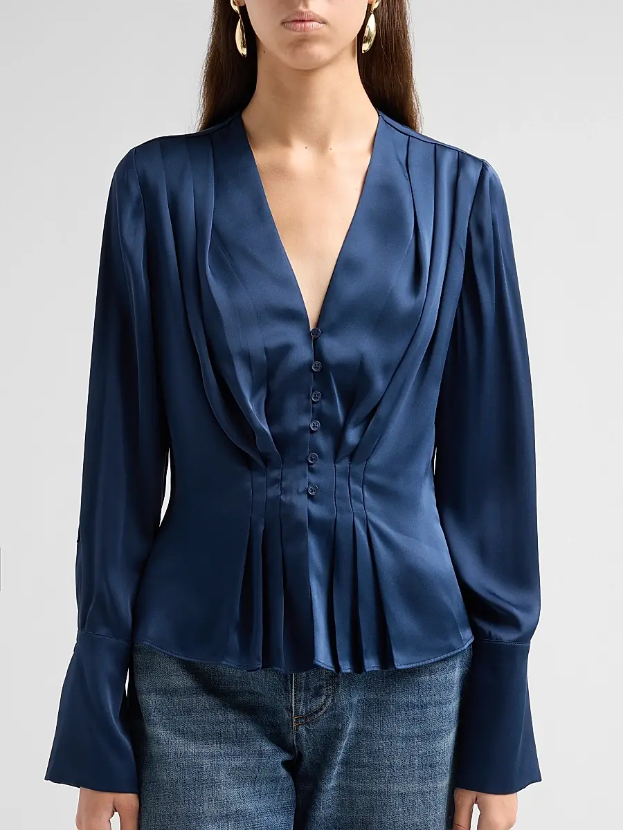 Favorite Daughter Women's The Romance Satin Pleated Top | Thumbnail 5 Favorite Daughter Women's The Romance Satin Pleated Top | Thumbnail 5