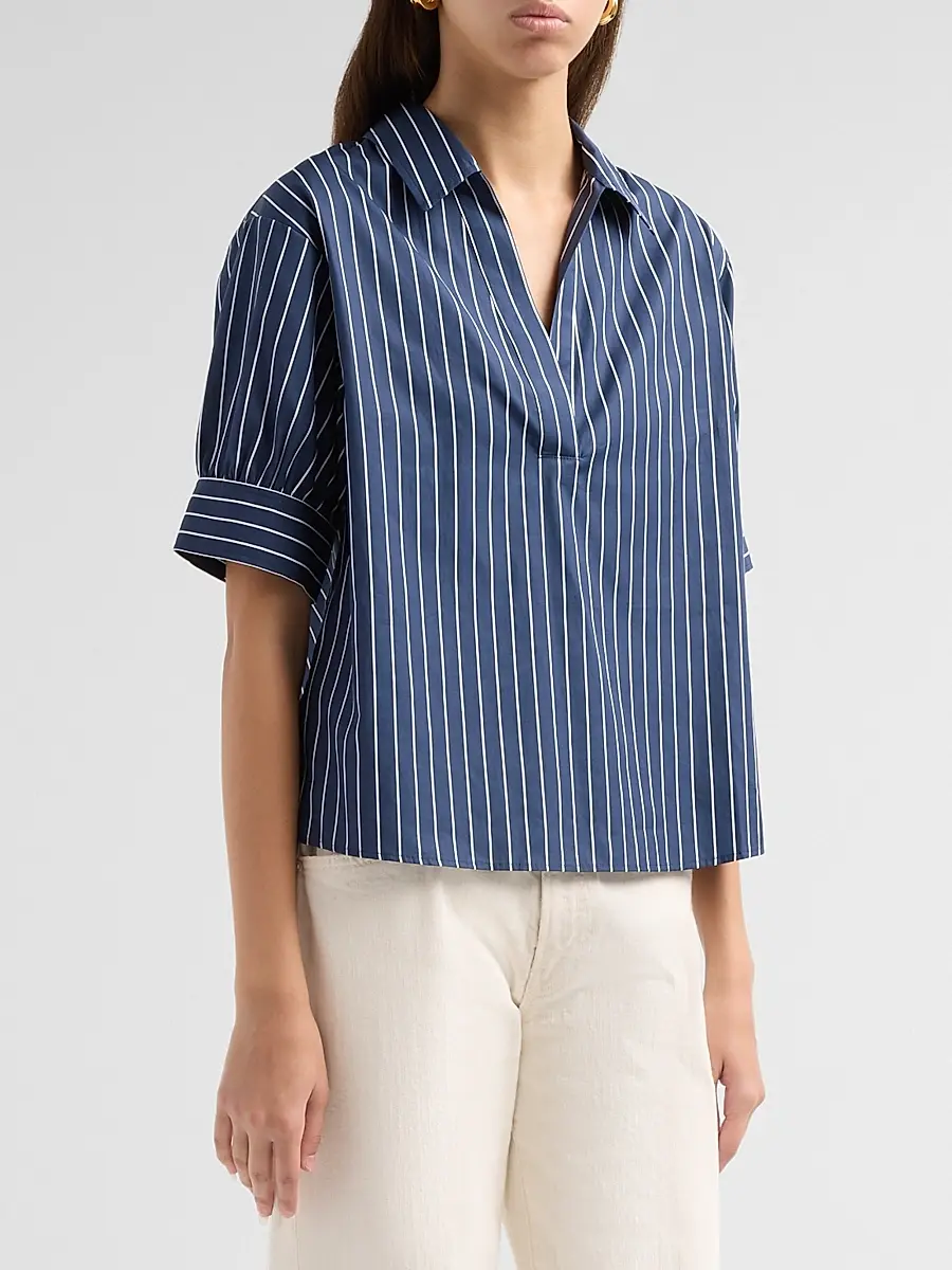 Frame Women's The Popover Striped Cotton Top | Thumbnail 4 Frame Women's The Popover Striped Cotton Top | Thumbnail 4