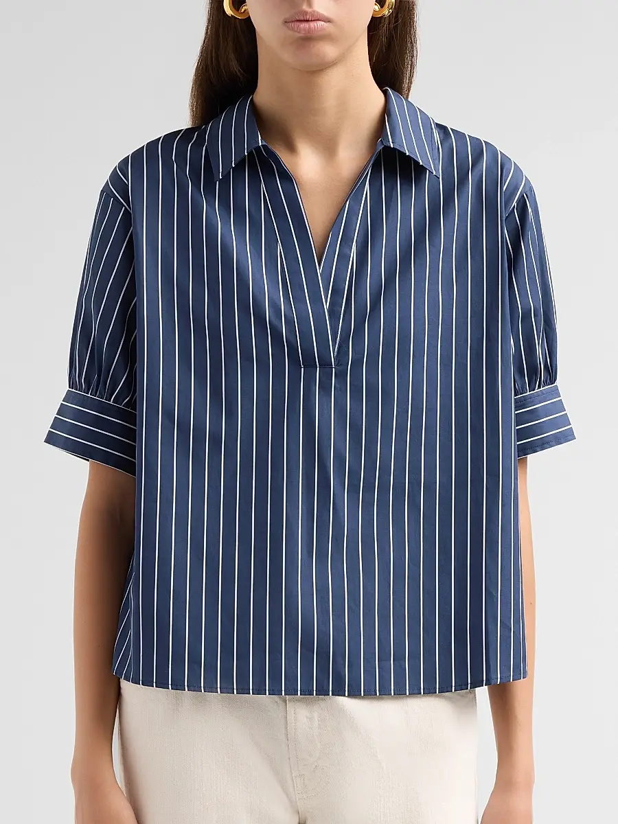 Frame Women's The Popover Striped Cotton Top | Thumbnail 5 Frame Women's The Popover Striped Cotton Top | Thumbnail 5