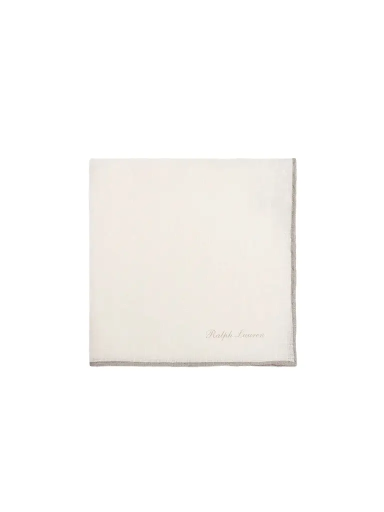 Ralph Lauren Purple Label Men's Linen Tipped Pocket Square - White With Pearl | Image 1 Ralph Lauren Purple Label Men's Linen Tipped Pocket Square - White With Pearl | Image 1