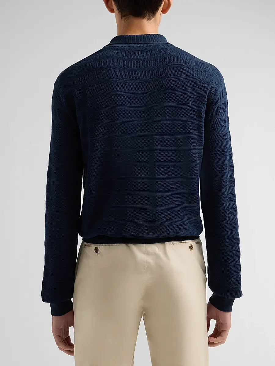 Ralph Lauren Purple Label Men's Tonal Textured Stripe Knit Polo Sweater | Thumbnail 3