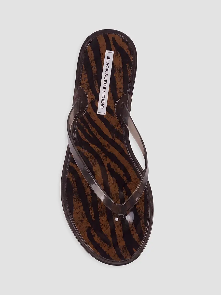 Black Suede Studio Women's Crystal PVC Flip Flops | Thumbnail 2 Black Suede Studio Women's Crystal PVC Flip Flops | Thumbnail 2