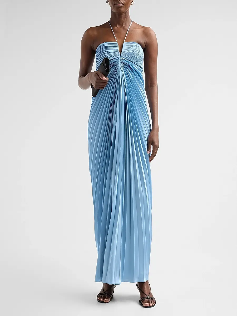Amur Women's Ionea Pleated Halterneck Gown | Thumbnail 2 Amur Women's Ionea Pleated Halterneck Gown | Thumbnail 2