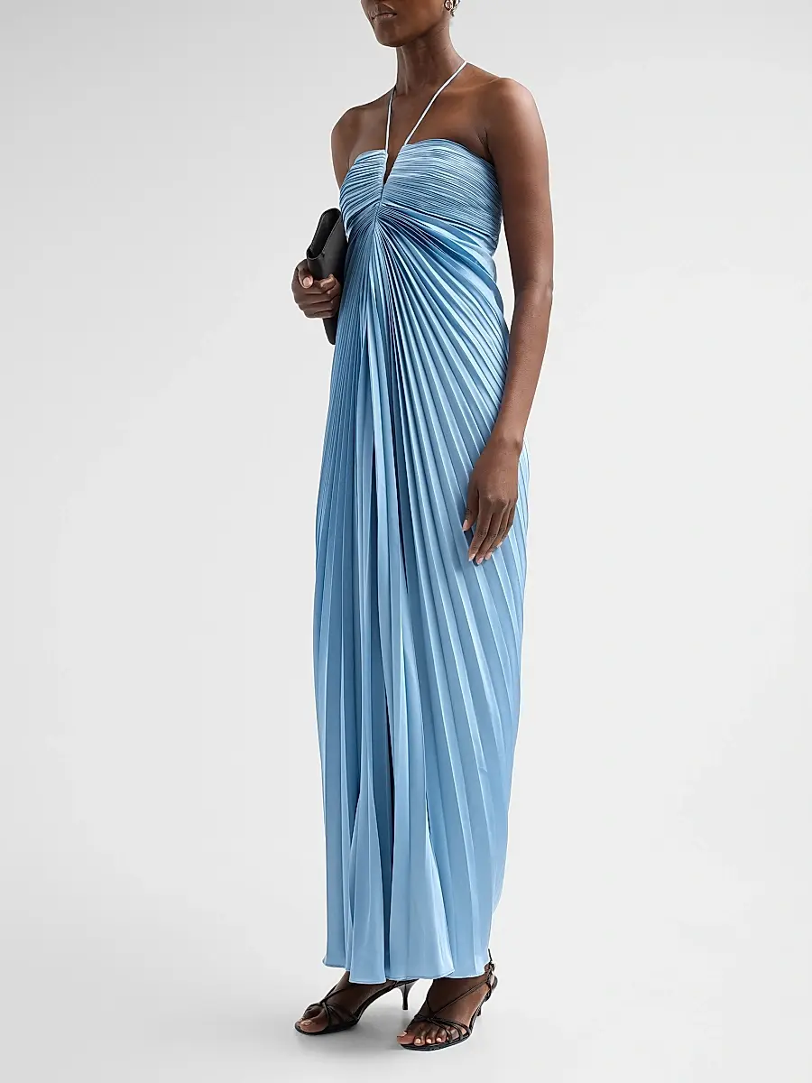 Amur Women's Ionea Pleated Halterneck Gown | Thumbnail 4 Amur Women's Ionea Pleated Halterneck Gown | Thumbnail 4