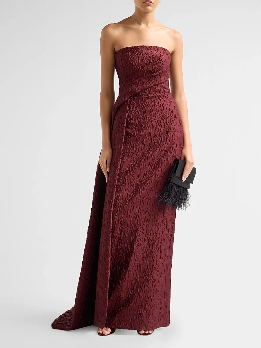 MONIQUE LHUILLIER Women's Floral-Sequined Strapless Column Gown | Thumbnail 2 MONIQUE LHUILLIER Women's Floral-Sequined Strapless Column Gown | Thumbnail 2