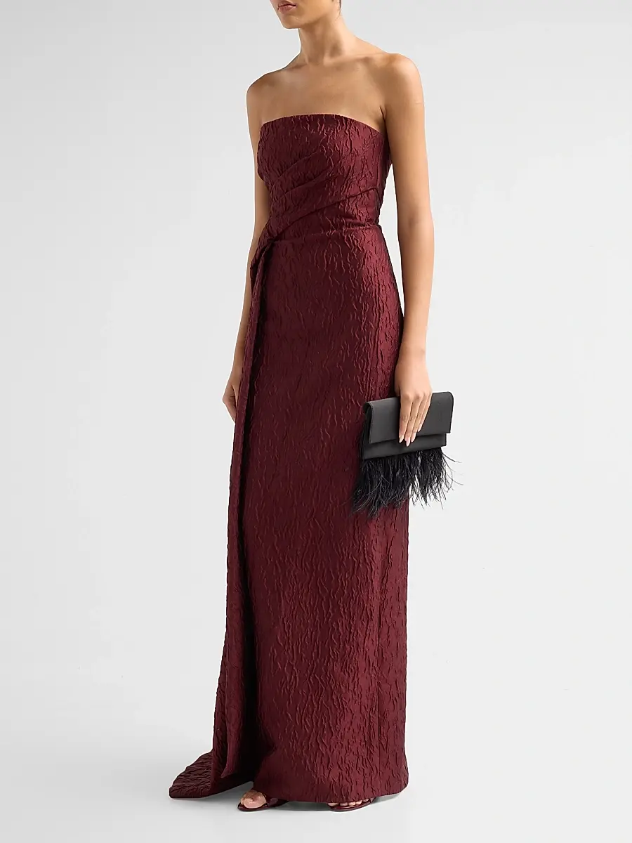 MONIQUE LHUILLIER Women's Floral-Sequined Strapless Column Gown | Thumbnail 4 MONIQUE LHUILLIER Women's Floral-Sequined Strapless Column Gown | Thumbnail 4