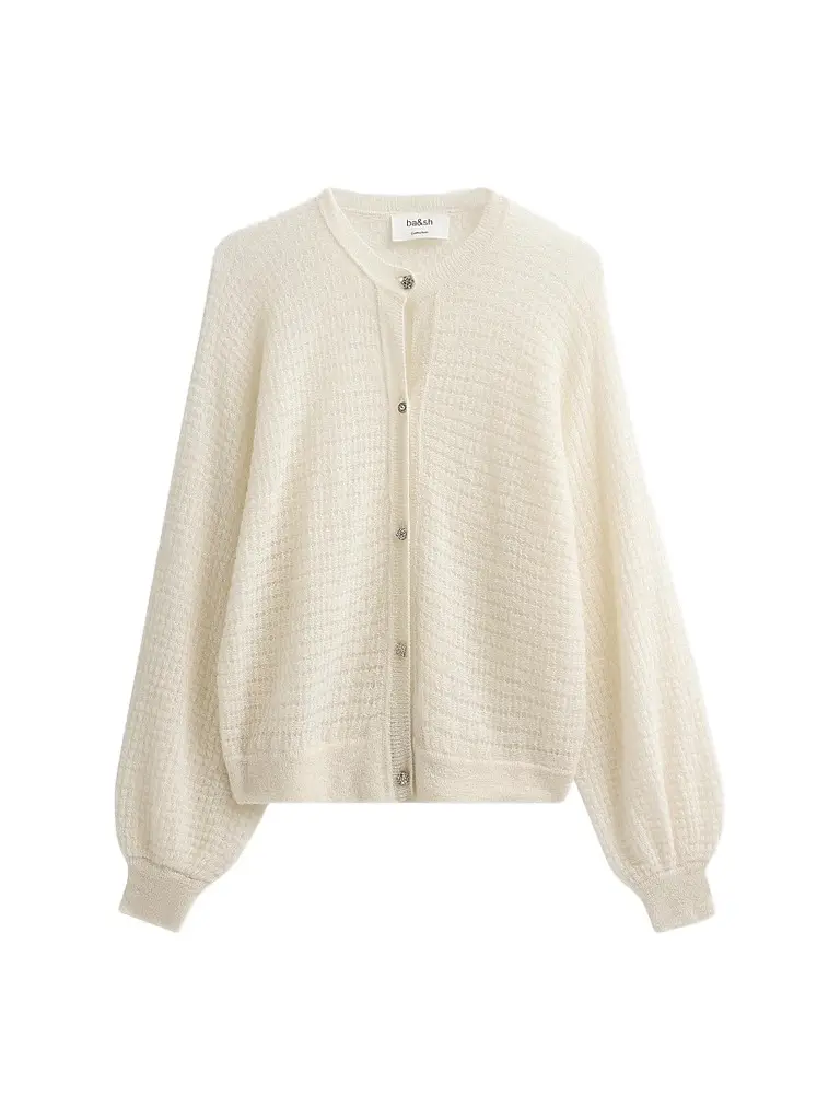 ba & sh Women's Isolar Pointelle-Knit Cardigan - Ecru | Image 1 ba & sh Women's Isolar Pointelle-Knit Cardigan - Ecru | Image 1