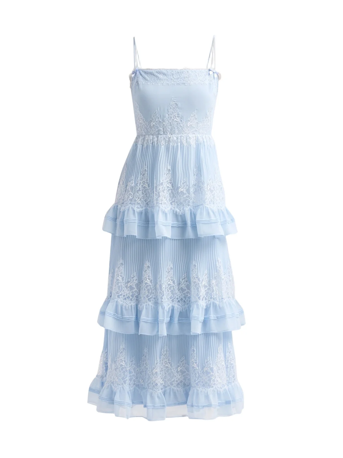 Self-Portrait Women's Chiffon Lace Tiered Midi Dress