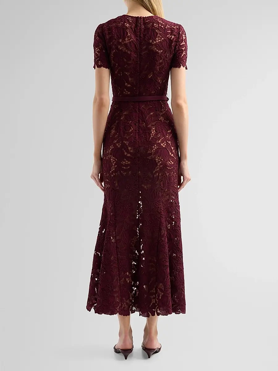 Self-Portrait Women's Lace Belted Midi Dress | Thumbnail 3 Self-Portrait Women's Lace Belted Midi Dress | Thumbnail 3
