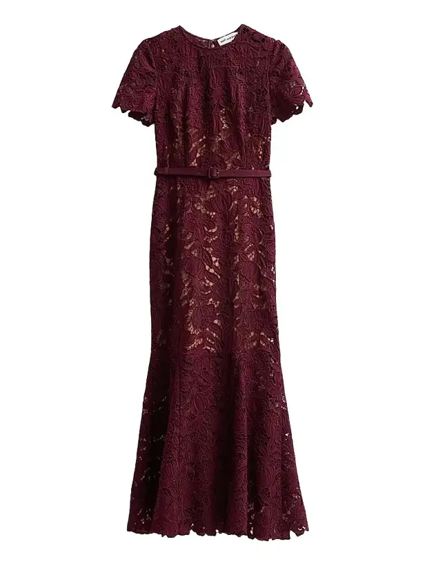 Women's Lace Belted Midi Dress