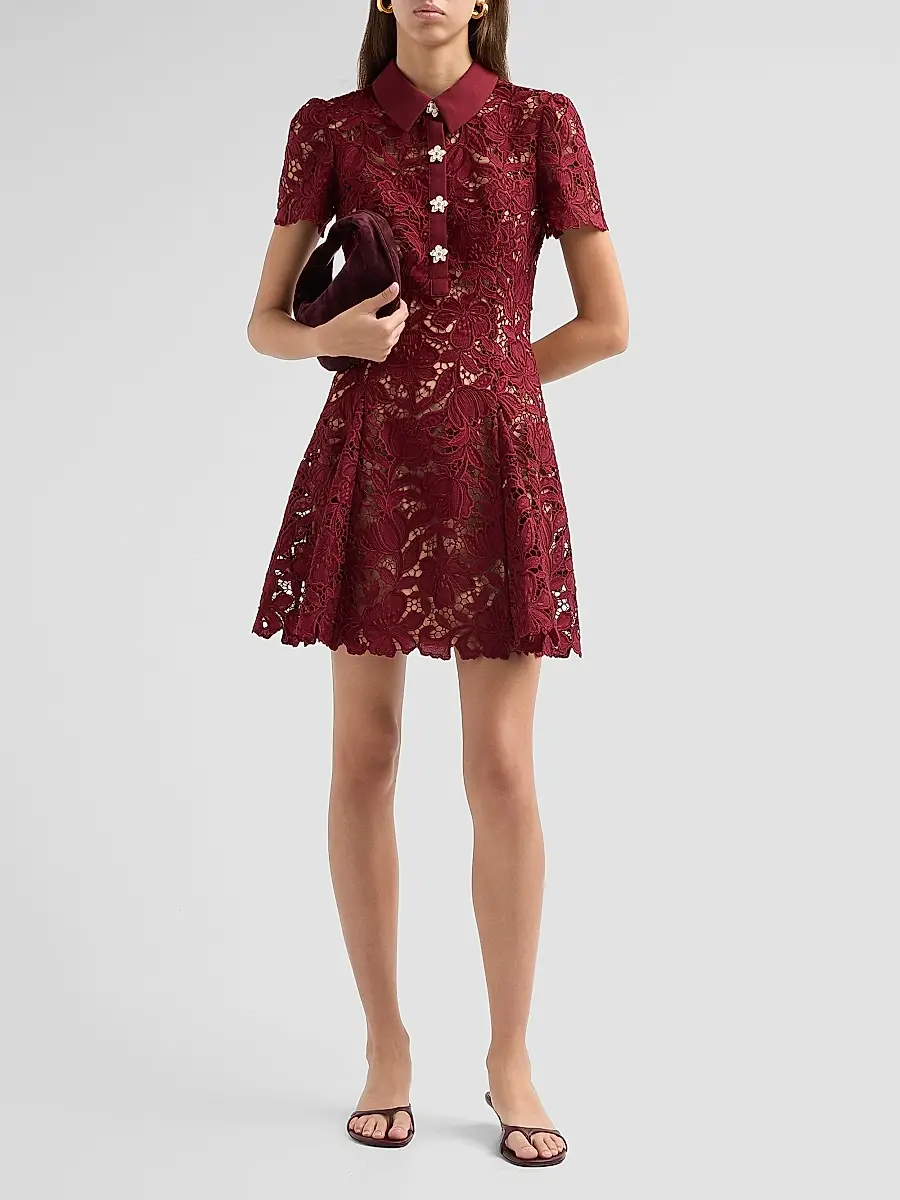 Self-Portrait Women's Lace Mini Shirtdress | Thumbnail 2 Self-Portrait Women's Lace Mini Shirtdress | Thumbnail 2
