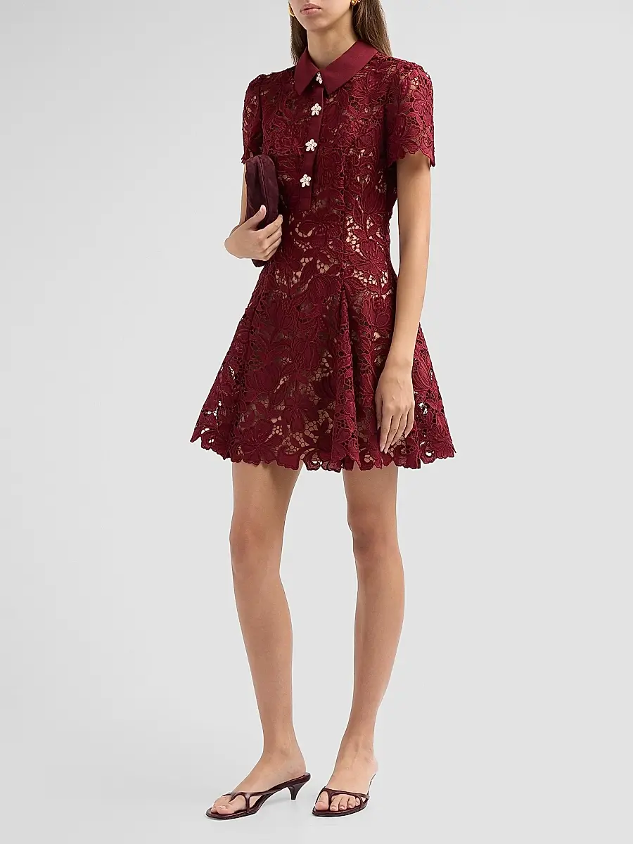 Self-Portrait Women's Lace Mini Shirtdress | Thumbnail 4 Self-Portrait Women's Lace Mini Shirtdress | Thumbnail 4
