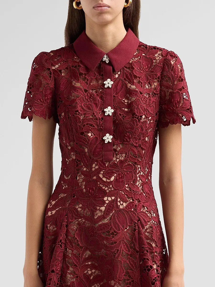 Self-Portrait Women's Lace Mini Shirtdress | Thumbnail 5 Self-Portrait Women's Lace Mini Shirtdress | Thumbnail 5
