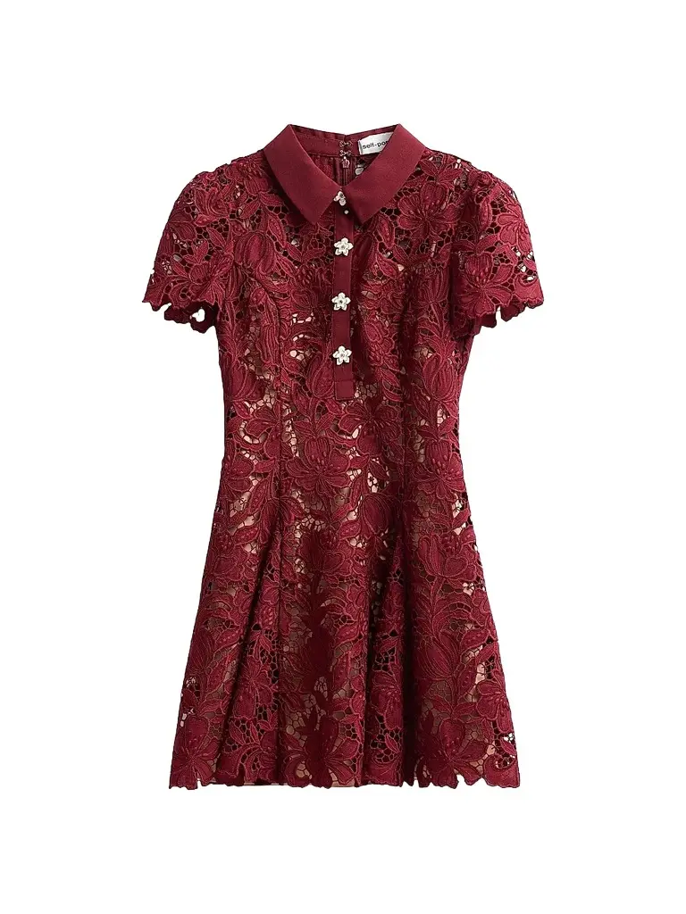 Women's Lace Mini Shirtdress Women's Lace Mini Shirtdress