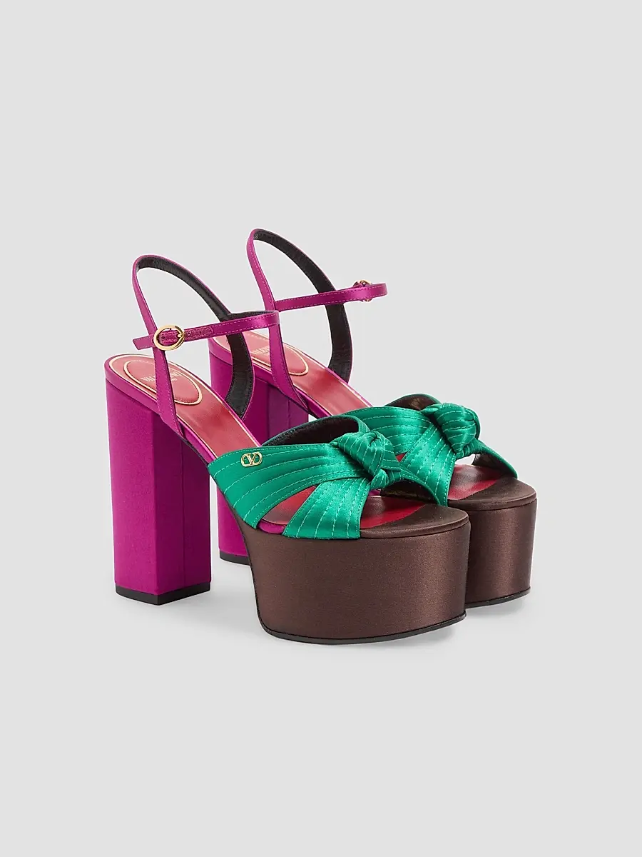 Valentino Women's 125MM Sandals with Crasher Platform in Satin - Multicolored | Thumbnail 2 Valentino Women's 125MM Sandals with Crasher Platform in Satin - Multicolored | Thumbnail 2
