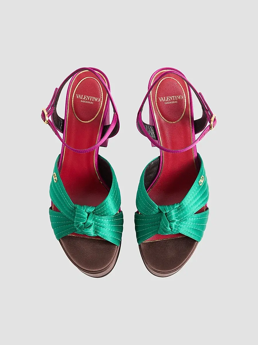Valentino Women's 125MM Sandals with Crasher Platform in Satin - Multicolored | Thumbnail 4 Valentino Women's 125MM Sandals with Crasher Platform in Satin - Multicolored | Thumbnail 4