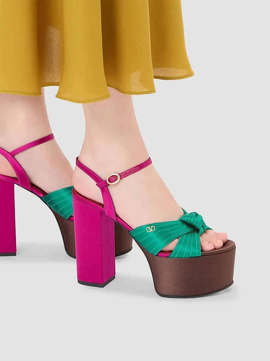 Valentino Women's 125MM Sandals with Crasher Platform in Satin - Multicolored | Thumbnail 7 Valentino Women's 125MM Sandals with Crasher Platform in Satin - Multicolored | Thumbnail 7