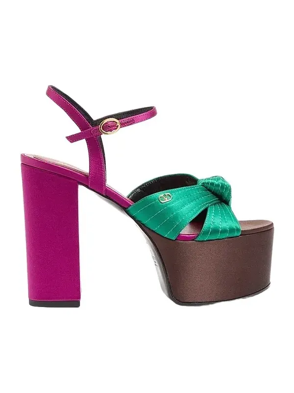 Valentino Women's 125MM Sandals with Crasher Platform in Satin - Multicolored