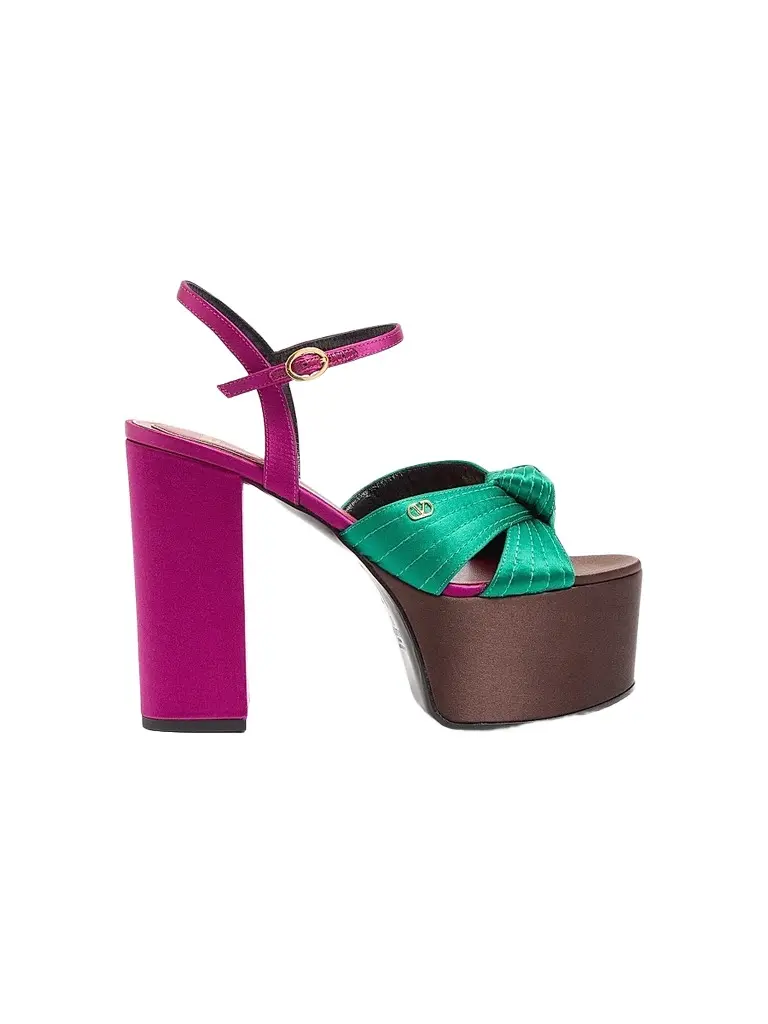Valentino Garavani Women's 125MM Sandals with Crasher Platform in Satin | Image 1 Valentino Garavani Women's 125MM Sandals with Crasher Platform in Satin | Image 1
