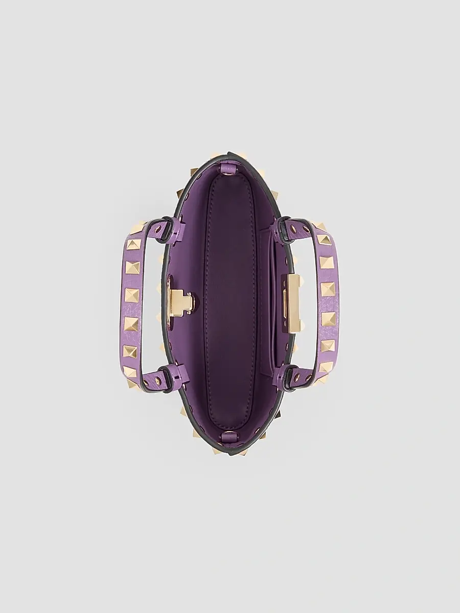 Valentino Women's Rockstud Top Handle Bag in Grainy Calfskin - Purple | Thumbnail 5 Valentino Women's Rockstud Top Handle Bag in Grainy Calfskin - Purple | Thumbnail 5