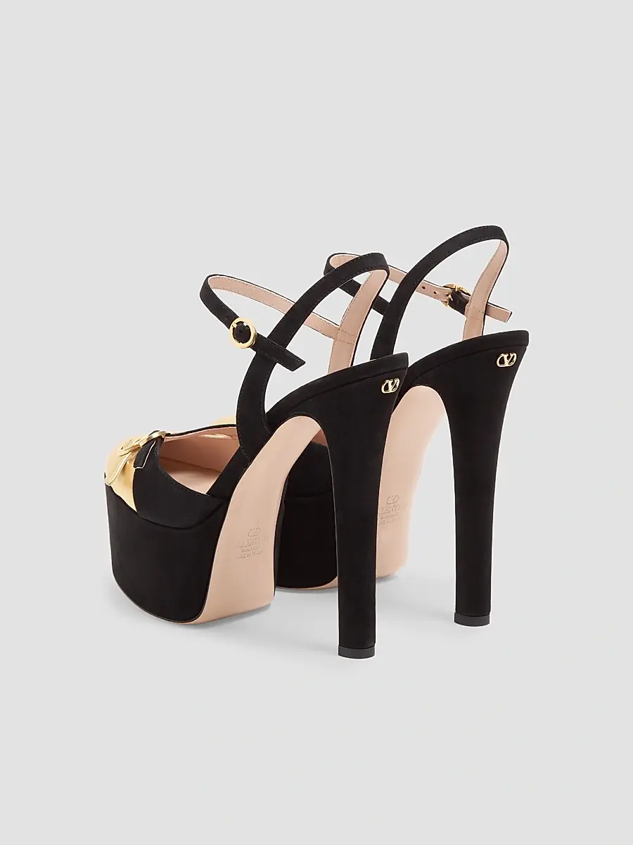 Valentino Women's Crasher Platform 145MM Pumps in Suede - Black Gold | Thumbnail 4 Valentino Women's Crasher Platform 145MM Pumps in Suede - Black Gold | Thumbnail 4