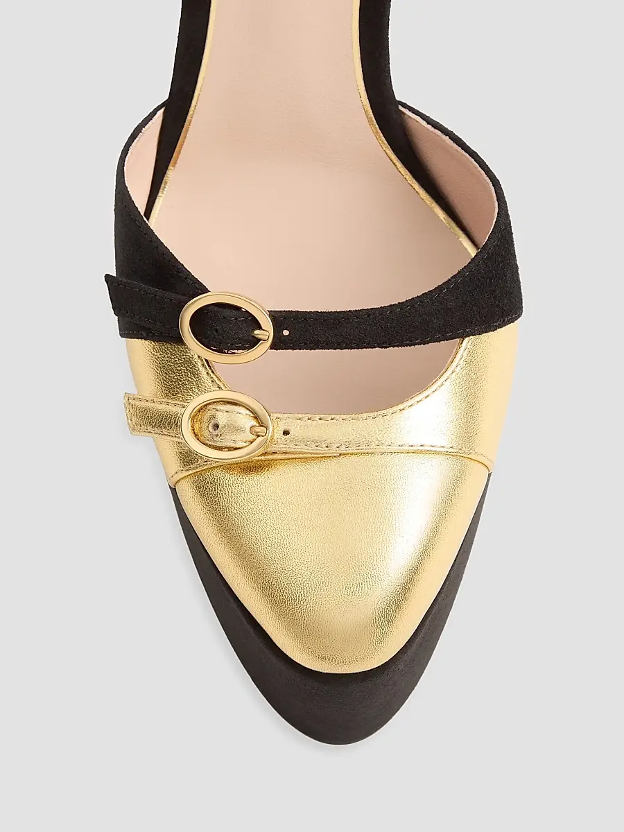 Valentino Women's Crasher Platform 145MM Pumps in Suede - Black Gold | Thumbnail 5 Valentino Women's Crasher Platform 145MM Pumps in Suede - Black Gold | Thumbnail 5