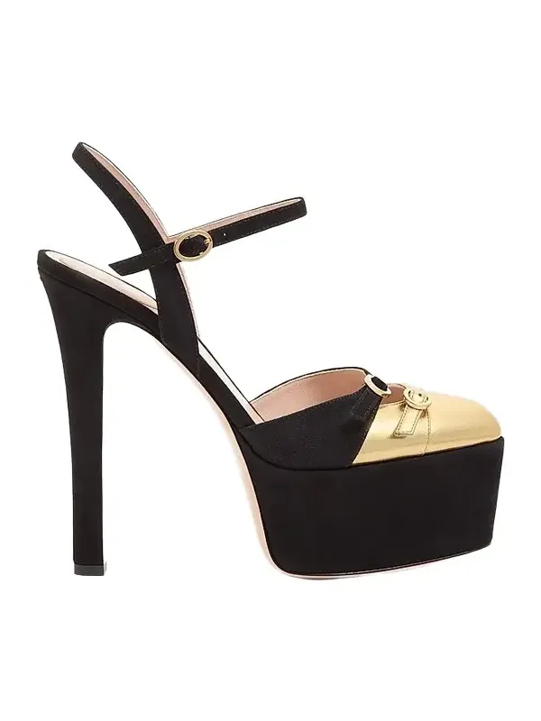 Valentino Women's Crasher Platform 145MM Pumps in Suede - Black Gold