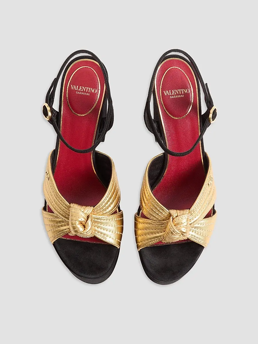Valentino Women's Crasher Platform 125MM Sandals in Suede - Black Gold | Thumbnail 3 Valentino Women's Crasher Platform 125MM Sandals in Suede - Black Gold | Thumbnail 3
