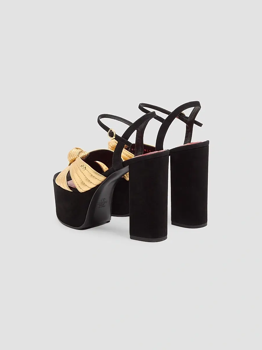 Valentino Women's Crasher Platform 125MM Sandals in Suede - Black Gold | Thumbnail 4 Valentino Women's Crasher Platform 125MM Sandals in Suede - Black Gold | Thumbnail 4