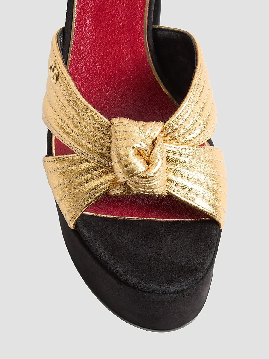 Valentino Women's Crasher Platform 125MM Sandals in Suede - Black Gold | Thumbnail 5 Valentino Women's Crasher Platform 125MM Sandals in Suede - Black Gold | Thumbnail 5