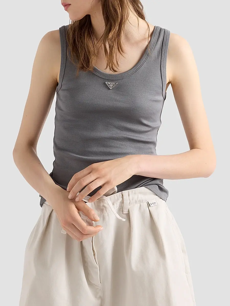 Prada Women's Ribbed Knit Tank Top | Thumbnail 3 Prada Women's Ribbed Knit Tank Top | Thumbnail 3