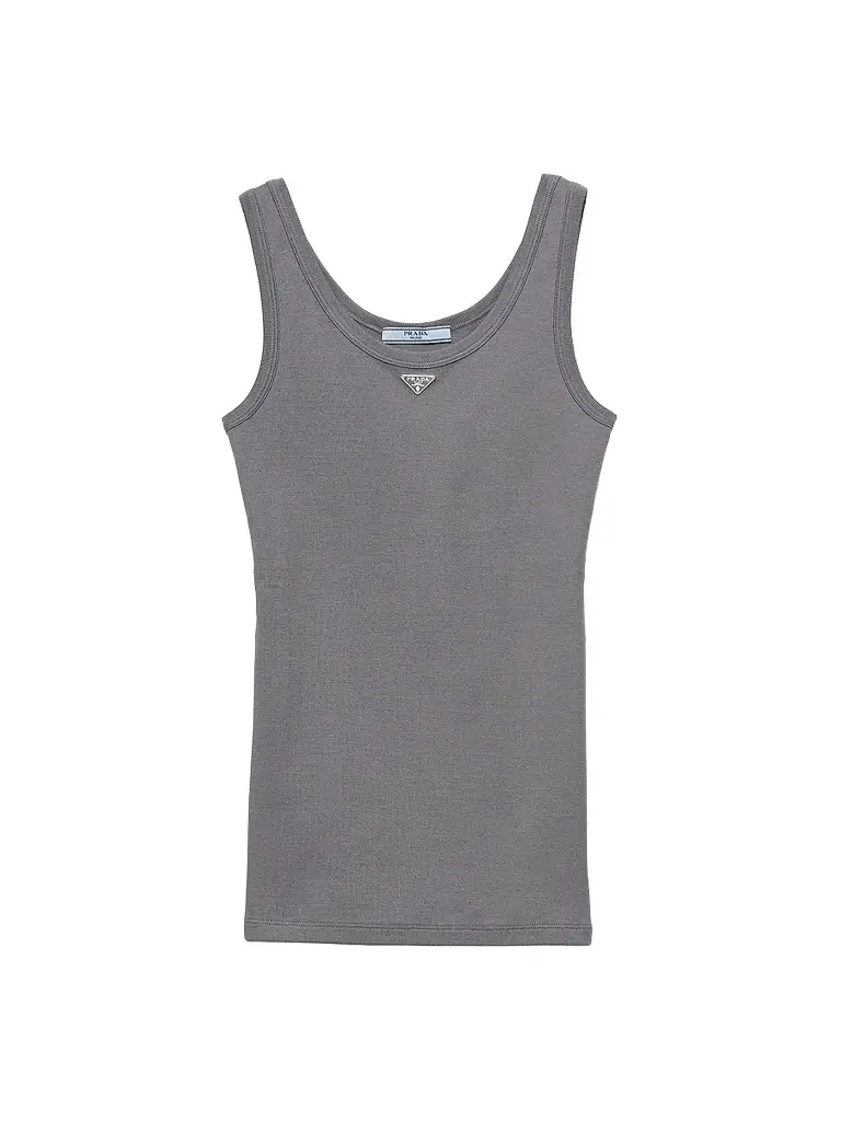 Prada Women's Ribbed Knit Tank Top - Dark Grey | Image 1 Prada Women's Ribbed Knit Tank Top - Dark Grey | Image 1