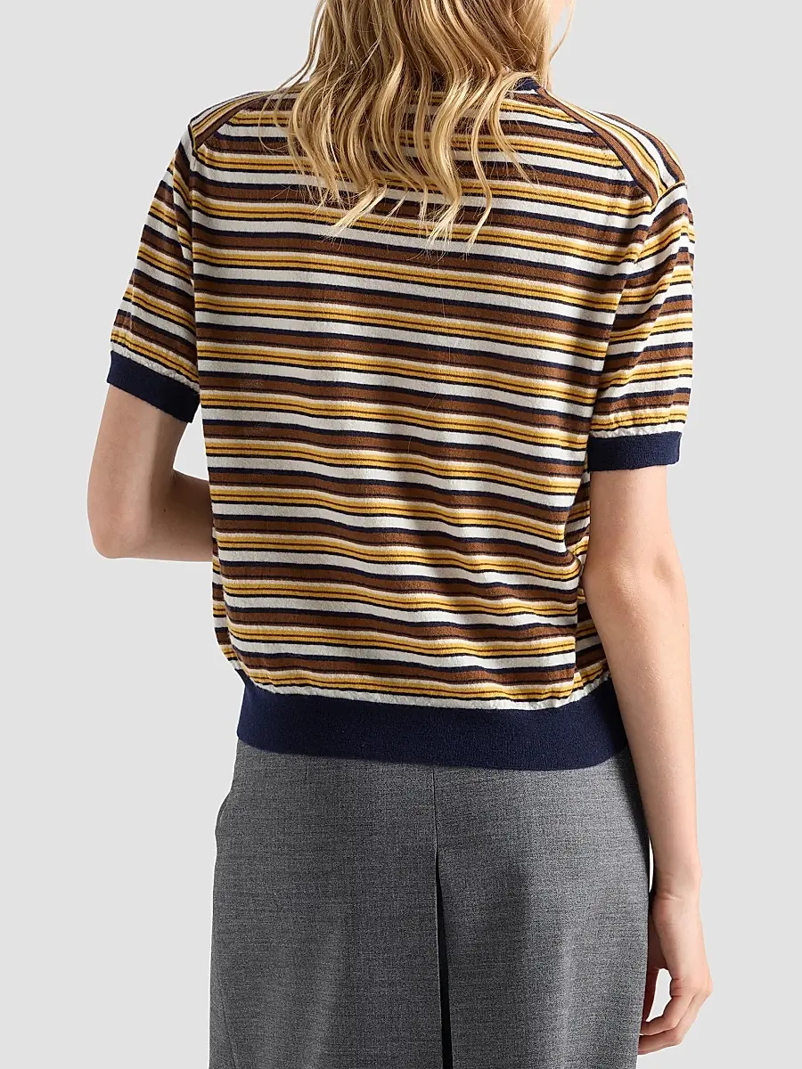 Prada Women's Short-Sleeved Striped Cashmere Sweater | Thumbnail 5