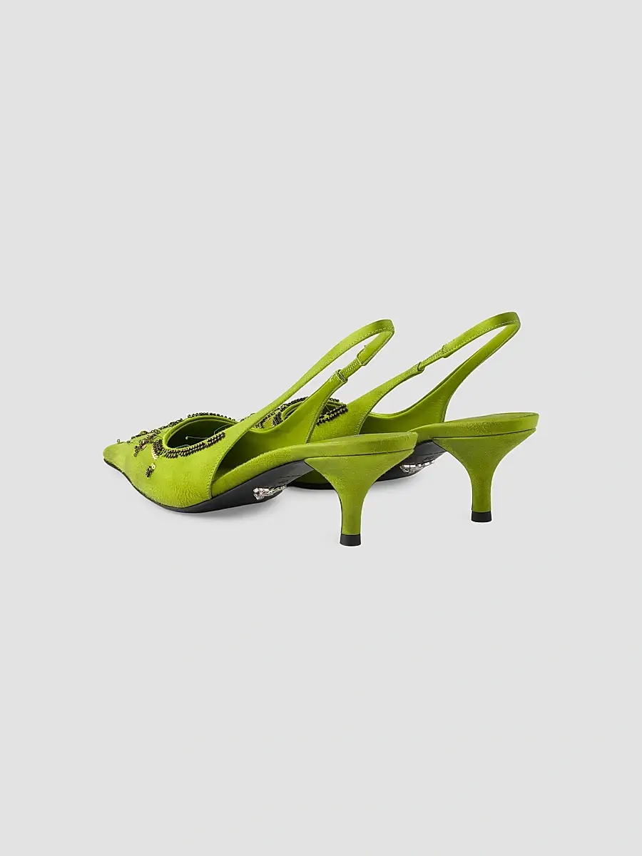 Prada Women's Embroidered Satin Slingback Pumps | Thumbnail 3 Prada Women's Embroidered Satin Slingback Pumps | Thumbnail 3
