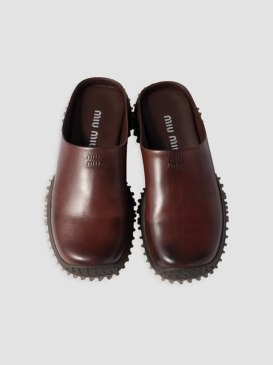 Miu Miu Women's Leather Mules | Thumbnail 2 Miu Miu Women's Leather Mules | Thumbnail 2