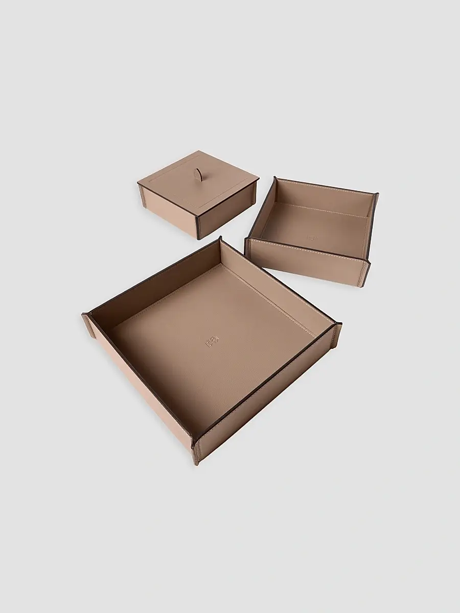 Brunello Cucinelli Trio of Leather Organizer Boxes with Lids - Brown | Thumbnail 2 Brunello Cucinelli Trio of Leather Organizer Boxes with Lids - Brown | Thumbnail 2