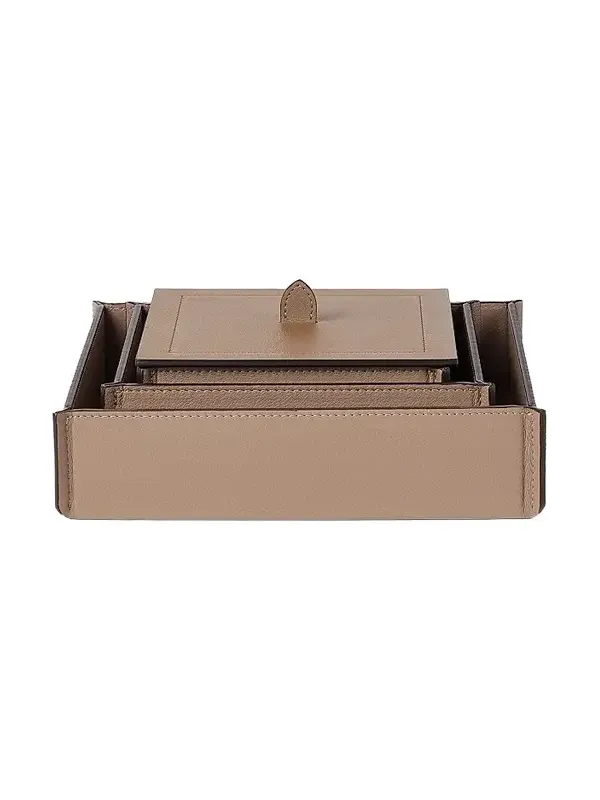 Brunello Cucinelli Trio of Leather Organizer Boxes with Lids - Brown