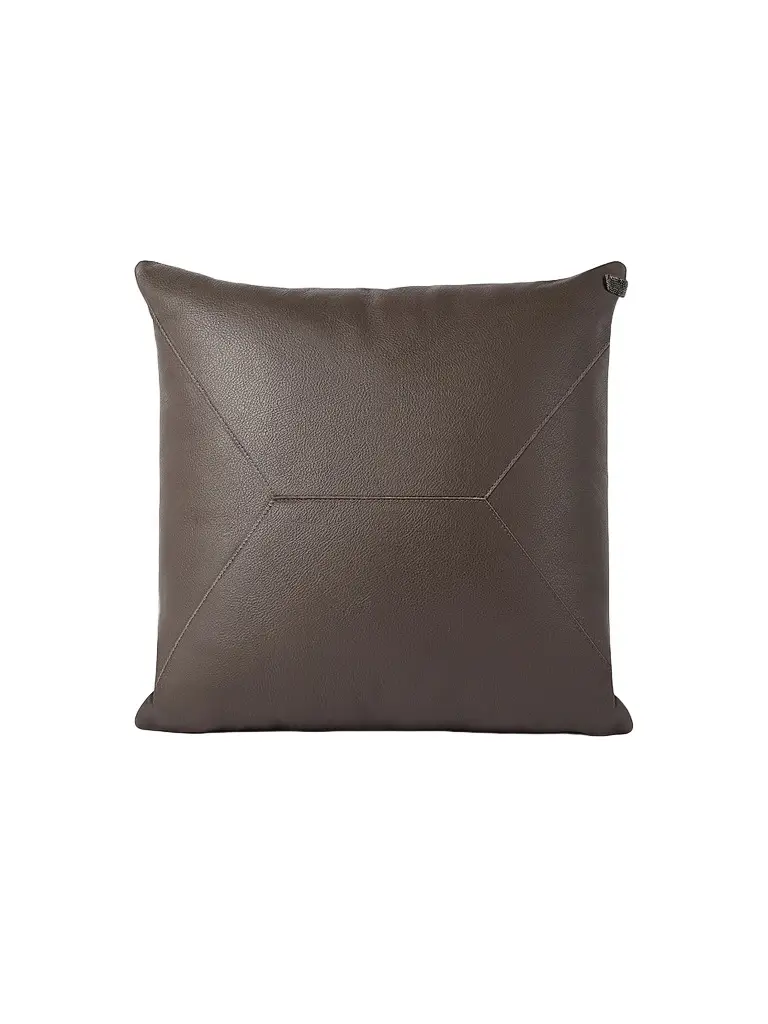 Brunello Cucinelli Grained Leather Cushion with Monili - Cigar | Image 1 Brunello Cucinelli Grained Leather Cushion with Monili - Cigar | Image 1