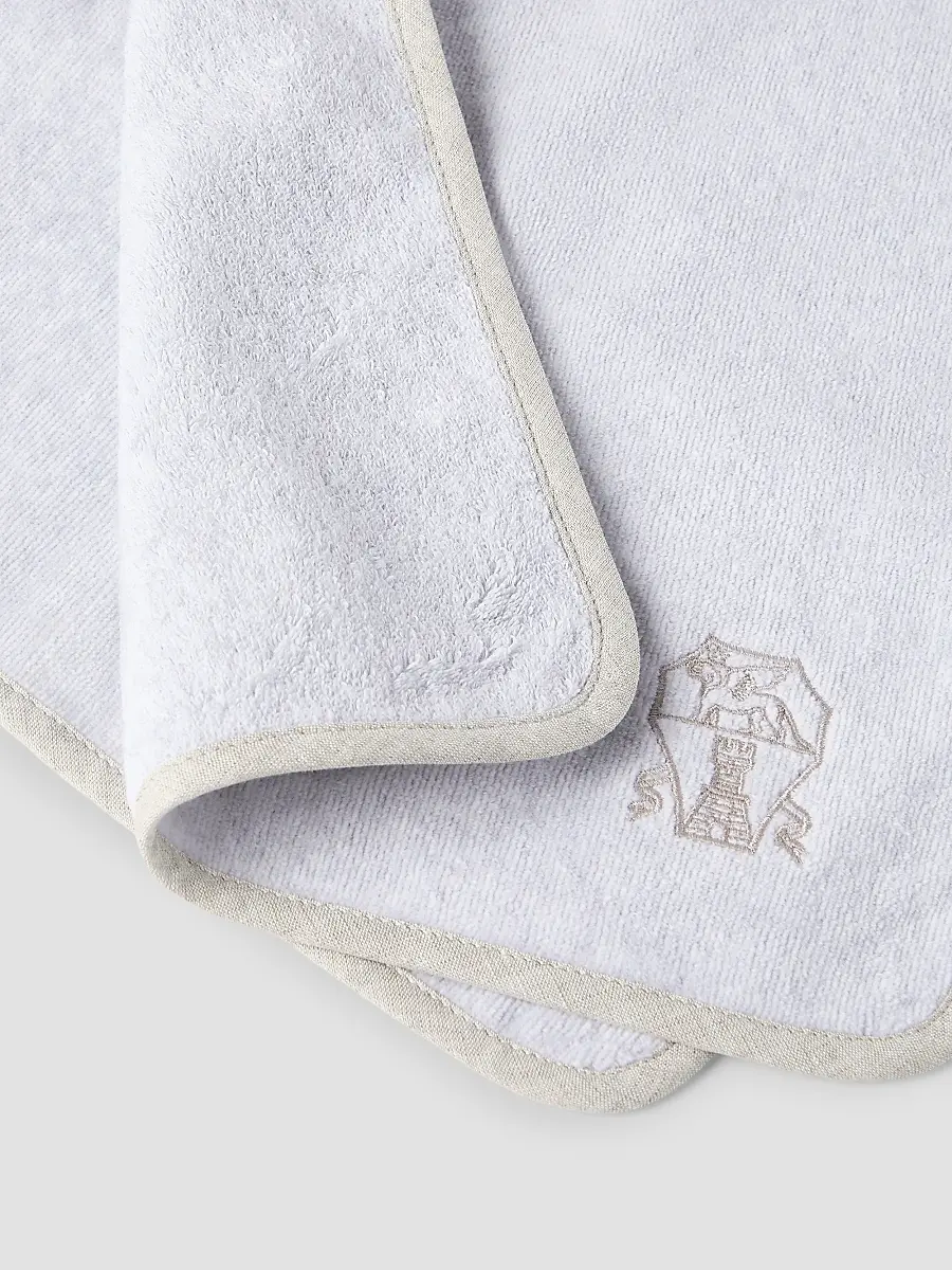 Brunello Cucinelli 2 Piece Cotton Terrycloth Hand Towel Set with Embroidery - Light Grey | Thumbnail 2 Brunello Cucinelli 2 Piece Cotton Terrycloth Hand Towel Set with Embroidery - Light Grey | Thumbnail 2