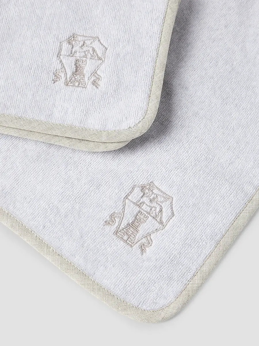Brunello Cucinelli 2 Piece Cotton Terrycloth Hand Towel Set with Embroidery - Light Grey | Thumbnail 3 Brunello Cucinelli 2 Piece Cotton Terrycloth Hand Towel Set with Embroidery - Light Grey | Thumbnail 3