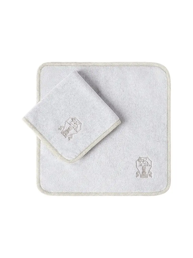 Brunello Cucinelli 2 Piece Cotton Terrycloth Hand Towel Set with Embroidery