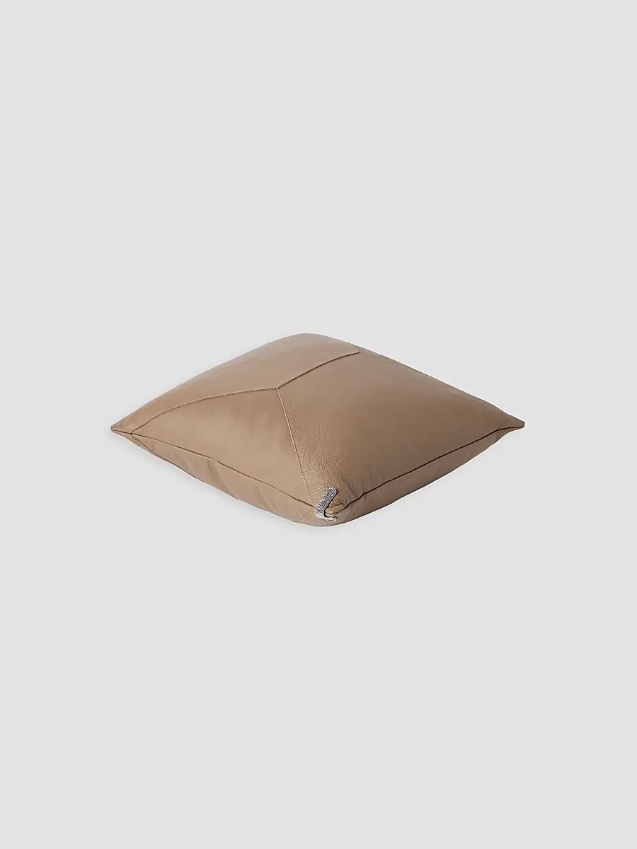 Brunello Cucinelli Grained Leather Cushion with Monili - Brown | Thumbnail 2 Brunello Cucinelli Grained Leather Cushion with Monili - Brown | Thumbnail 2