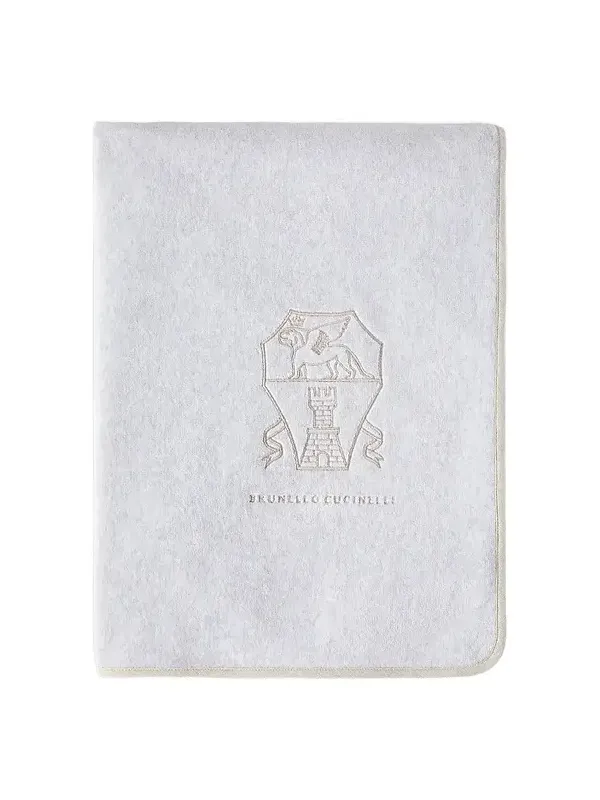 Brunello Cucinelli Cotton Terrycloth Towel with Embroidery - Light Grey