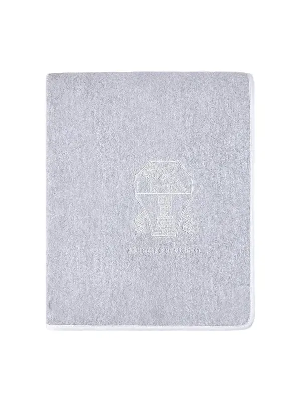 Brunello Cucinelli Cotton Terrycloth Towel with Embroidery - Medium Grey