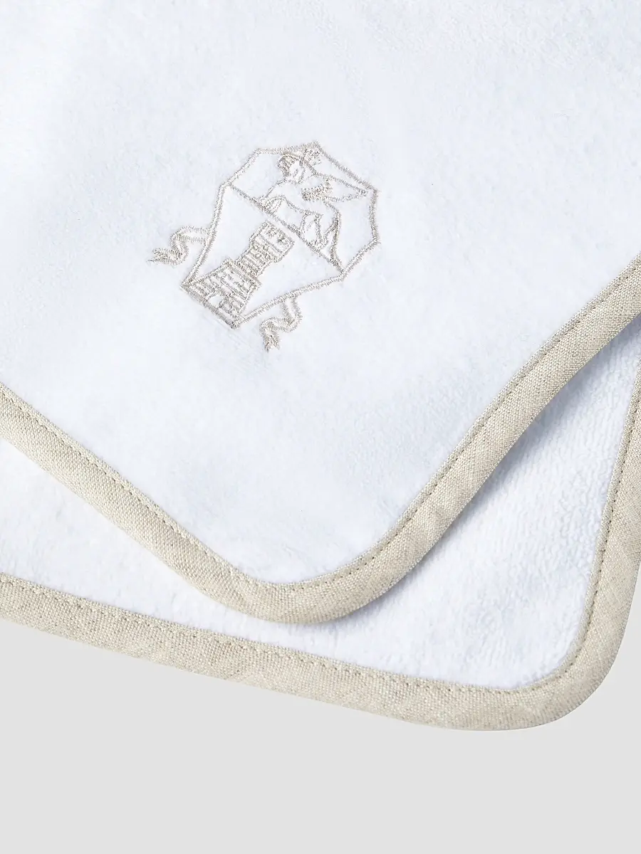 Brunello Cucinelli 2 Piece Cotton Terrycloth Hand Towel Set with Embroidery - White | Thumbnail 3 Brunello Cucinelli 2 Piece Cotton Terrycloth Hand Towel Set with Embroidery - White | Thumbnail 3