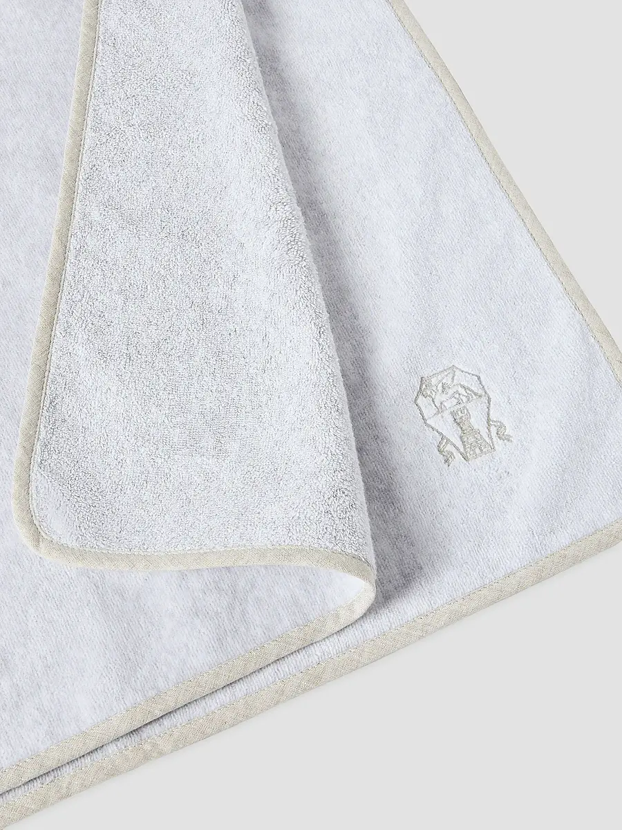 Brunello Cucinelli 2 Piece Cotton Terrycloth Bath Towel Set with Embroidery - Light Grey | Thumbnail 2 Brunello Cucinelli 2 Piece Cotton Terrycloth Bath Towel Set with Embroidery - Light Grey | Thumbnail 2