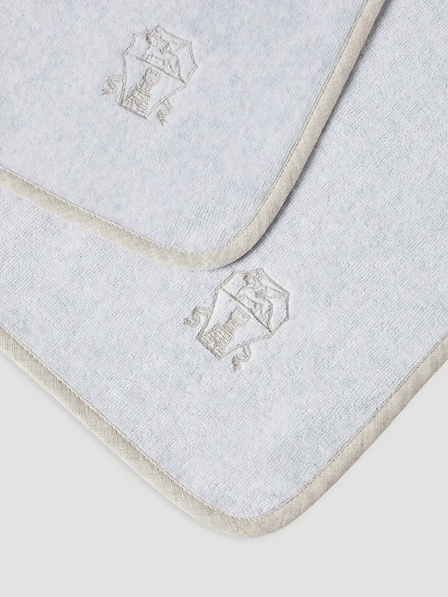 Brunello Cucinelli 2 Piece Cotton Terrycloth Bath Towel Set with Embroidery - Light Grey | Thumbnail 3 Brunello Cucinelli 2 Piece Cotton Terrycloth Bath Towel Set with Embroidery - Light Grey | Thumbnail 3