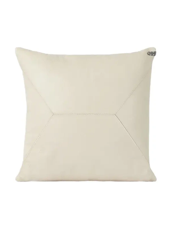 Brunello Cucinelli Grained Leather Cushion with Monili - Ivory
