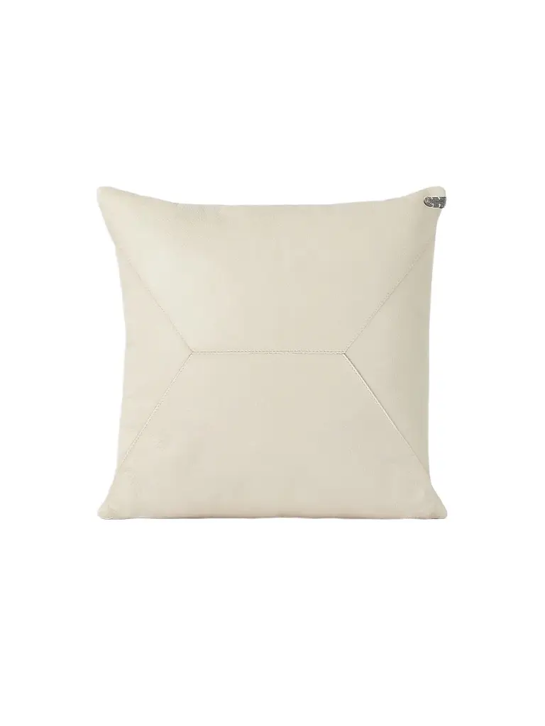 Brunello Cucinelli Grained Leather Cushion with Monili - Ivory