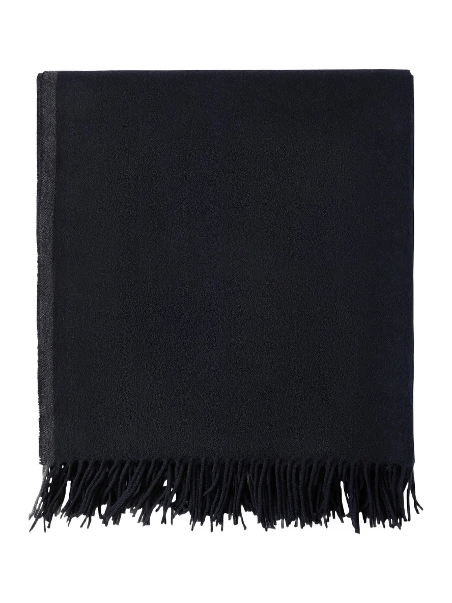 Brunello Cucinelli Cashmere Travel Throw with Selvedge and Fringe - Cobalt
